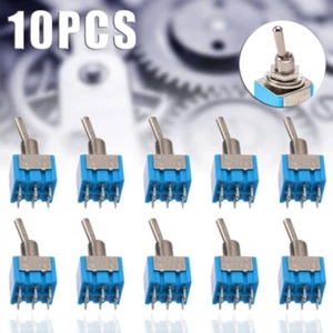 10pcs MTS-202 6-Pin DPDT ON-ON 6A 125V AC Mini Blue Toggle Switch 2 Position Set - Picture 1 of 8