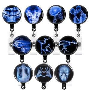 X-Ray Hands Retractable Reel Clip Badge Holder Id Card Keychain Carabiner ▽ - Bild 1 von 15