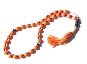 Islamischer Gebet roter Jaspis & Koralle Misbaha Stein muslimischer Rosenkranz mit Quaste - Bild 1 von 2