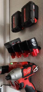 LATCHING Milwaukee M18 M12 Battery Holder/Tool Wall Under Shelf Mount Made in US - Picture 1 of 46