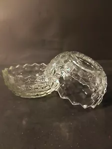 2 pc. Vintage FOSTORIA HOMCO Home Interior Cube Round Glass Candle Candy Dish - Picture 1 of 12