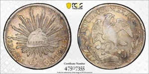 Moneda de Plata México 1832-Zs OM 8 Reales Zs12 PCGS AU50 - Imagen 1 de 1