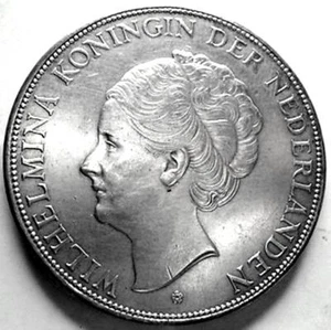 Netherlands (Olanda) Guglielmina I,2 -1/2 Gulden 1932  - Imagen 1 de 8