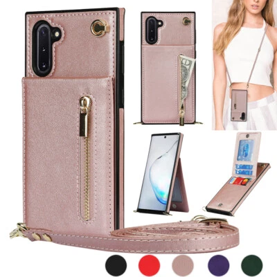 Slim Leather Case Zip Flip Card Back Cover for Samsung Galaxy Note20 Ultra/10+/9 - Image 1 of 4