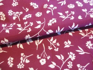 Floral on Red Wine Quilter's Showcase Cotton Fabric BTY Tan Flowers - Picture 1 of 4