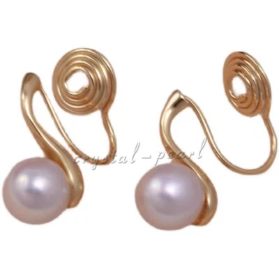 Genuine AAA natural  Akoya White pearl  Clip earrings 14K P - Image 1 of 4