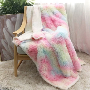 Regenbogen Einhorn Decke Flauschig Sherpa Fleece Überwurf Decke für Mädchen Damen - Bild 1 von 7