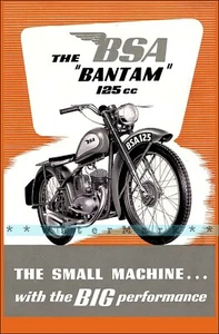 British Motorcycle BSA Bantam 125cc Vintage Poster Print Classic Motorbike - Picture 1 of 4