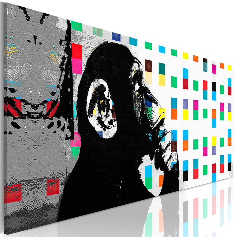 Banksy Affe Mural Streetart VLIES LEINWAND DEKO BILDER WANDBILDER XXL WOHNZIMMER - Bild 1 von 3