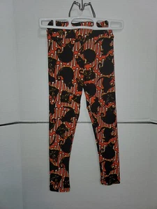NEW S/M Lularoe Halloween Kids Leggings Black Cat Bones orange - Picture 1 of 3