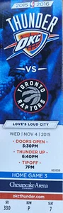 Boleto NBA 2015 Raptors @ Thunder DeRozan 28 puntos/Lowry 17 puntos/Durant 27 puntos - Imagen 1 de 1