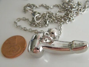 GROSSE Penis Halskette 1,5" Silber PENIS Charm Junggesellenabschied Echt Silber Kette 24" NEU! - Bild 1 von 8