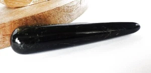 JEWELLERY PIECE MASSAGE WAND STONE Schörl Tourmaline Black Massage Wand Round Pen - Picture 1 of 3