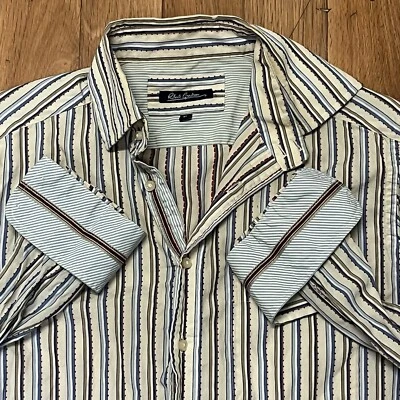 Robert Graham Button Down Shirt Mens Medium Flip Cuffs Striped Multicolor - Image 1 of 4