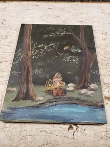 Pintura firmada al óleo sobre lienzo S Keller folclore gnomo fantasía bosque paisaje - Imagen 1 de 6