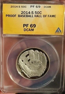 2014-S 50C Proof Baseball Hall of Fame Commem Half Dollar PF69DCAM ANACS - Picture 1 of 2