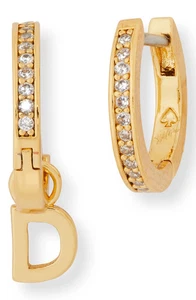 Kate Spade W1041 Womens Gold-Tone Tiny Twinkles Letter “D” Huggies Earrings - Picture 1 of 3