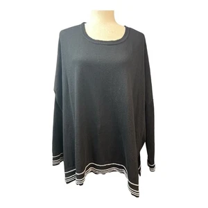 Tommy Hilfiger Dolman Sleeve Sweater~Size M/L~Black Oversized Modern Top L13 07 - Picture 1 of 9