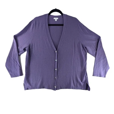 Cárdigan Suéter Jill Para Mujer Talla XL Polvoriento Púrpura Cuadrado Cuello en V Tejido Ventilaciones Laterales Foto 1 de 4