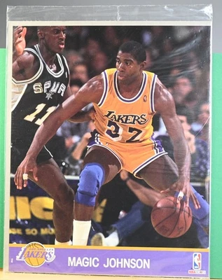 1990's Los Angeles Lakers Magic Johnson NBA Hoops 8x10 Color Photo Sealed - Image 1 of 2