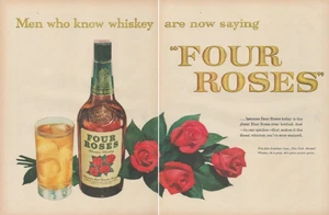1953 Four Roses Whiskey Men Who Know Are Now Saying Vintage 2 Page Print Ad - Picture 1 of 3