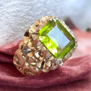 Natural Peridot Ring Unheated Untreated Rich Vived green stone Rings eye clean - Picture 1 of 3