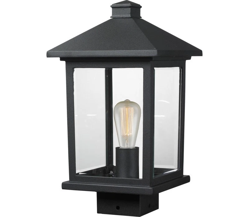 Poste exterior Z-Lite 531PHMS-BK Portland, 1 luz 100 vatios, negro Foto 1 de 1