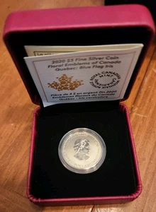 🇨🇦 Moneda Canadá $3 Color Plata Pura, Iris Azul - Emblema Floral Quebec, 2020 - Imagen 1 de 1