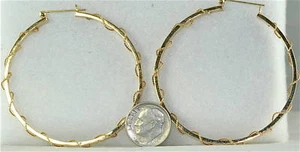 LARGE 14K GOLD TWIST HOOP EARRINGS - Picture 1 of 2