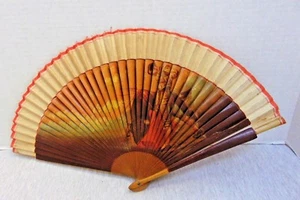 Vintage Collectible Corrida Bullfighting Torrero Hand Fan Wood Fabric PICTURE!! - Picture 1 of 9