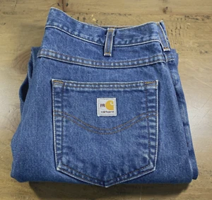 Carhartt FR Work Jeans Men's Tag 34x30 Fit 33x30 Relaxed Blue Denim FR8160 HRC 3 - Picture 1 of 16