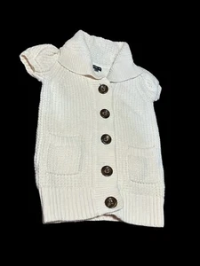 Baby Gap Sz 2T Sweater Dress Large Buttons Knit Banded Waist Cream Color EUC - Picture 1 of 5