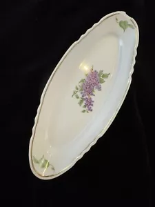 RARE Vintage Dulevo Russian USSR Lilac Serving Dish, Oval Plate With Defect - Picture 1 of 10