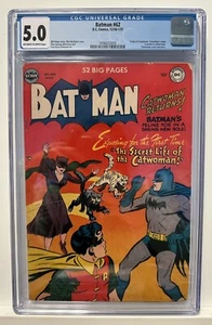 Batman #62 CGC 5.0 (DC 1950) Catwoman, James Gordon & Alfred Pennyworth! - Picture 1 of 3