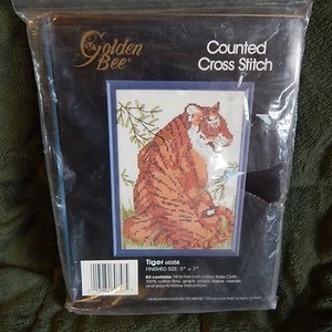 Golden Bee Counted Cross Stitch Kit - TIGER No# 60358, Finished Size 5" x 7" - Picture 1 of 3