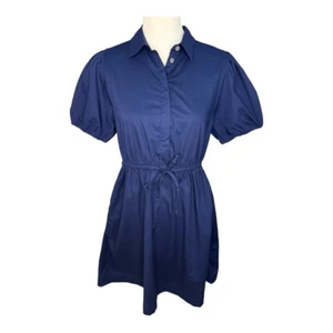 NEW J. Crew Size 6 Navy Blue Collared short-sleeve tie-waist mini dress NWT - Picture 1 of 7