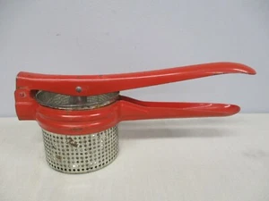VINTAGE RICER POTATO MASHER with RED HANDLE KITCHEN UTENSIL - Picture 1 of 2