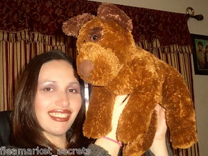 Animal Alley BROWN Dog Plush 16" Stuffed Animal SPOTTED EYE FLOPPY FURRY LOVEY Q - Picture 1 of 4