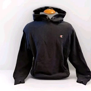 Champion Reverse Weave Hoodie Black Pullover Hooded Sweatshirt Size L Vtg Y2K - Picture 1 of 10