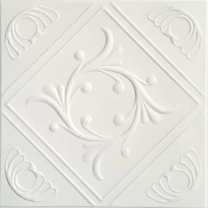 Azulejos de techo de espuma de poliestireno, pegamento 20""x20", blanco ANET 8 PIEZAS - Imagen 1 de 3