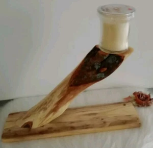 Handmade Rustic Wood Candle Holder Home Decor Western Gift - Picture 1 of 8