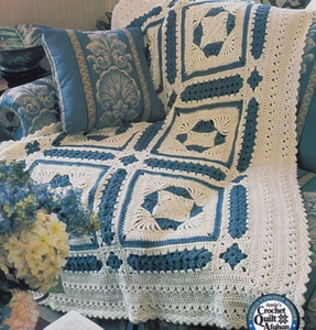 Crochet Afghan Pattern GRANNY SQUARE ELEGANCE Instructions Leaflet Annie's - Picture 1 of 3