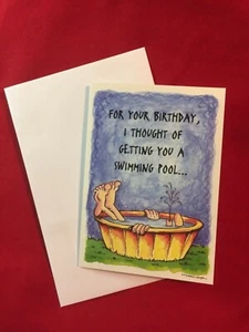 Tarjeta de felicitación traviesa humor divertido broma sarcástica calvicie cumpleaños vintage - Imagen 1 de 2