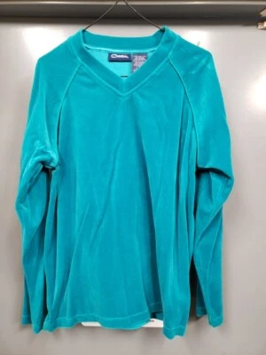 Blusa moletom Catalina feminina gola V azul-petróleo pequena - Imagem 1 de 4