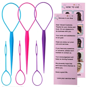 6Pcs Topsy Tail and Hair Loop Styling Tool Set - Ponytail Makers, French Braid L - Picture 1 of 12