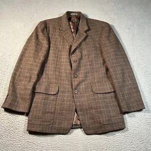 Structure Le Collezioni Sport Coat Blazer Men Large Brown Plaid Tweed Wool Blend - Picture 1 of 8