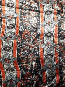 Vintage Floral Print Velvet Knit Fabric, 3 Yard X 40" Wide Fabric, Orange Gray - Picture 1 of 2
