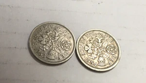 Queen Elizabeth II Coins 1953 + 1954 - Original 1953 Sixpence Coronation - Picture 1 of 2