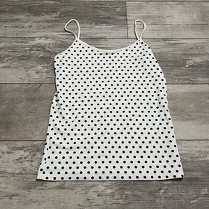 Zara Women’s Spaghetti Strap Tank Top Size Medium White Black Spotted - Picture 1 of 6
