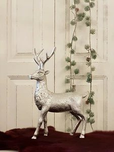 Hirsch "Viktor" - silber - Polyresin - 28 cm - Dekohirsch - Herbst Weihnachten - Bild 1 von 3